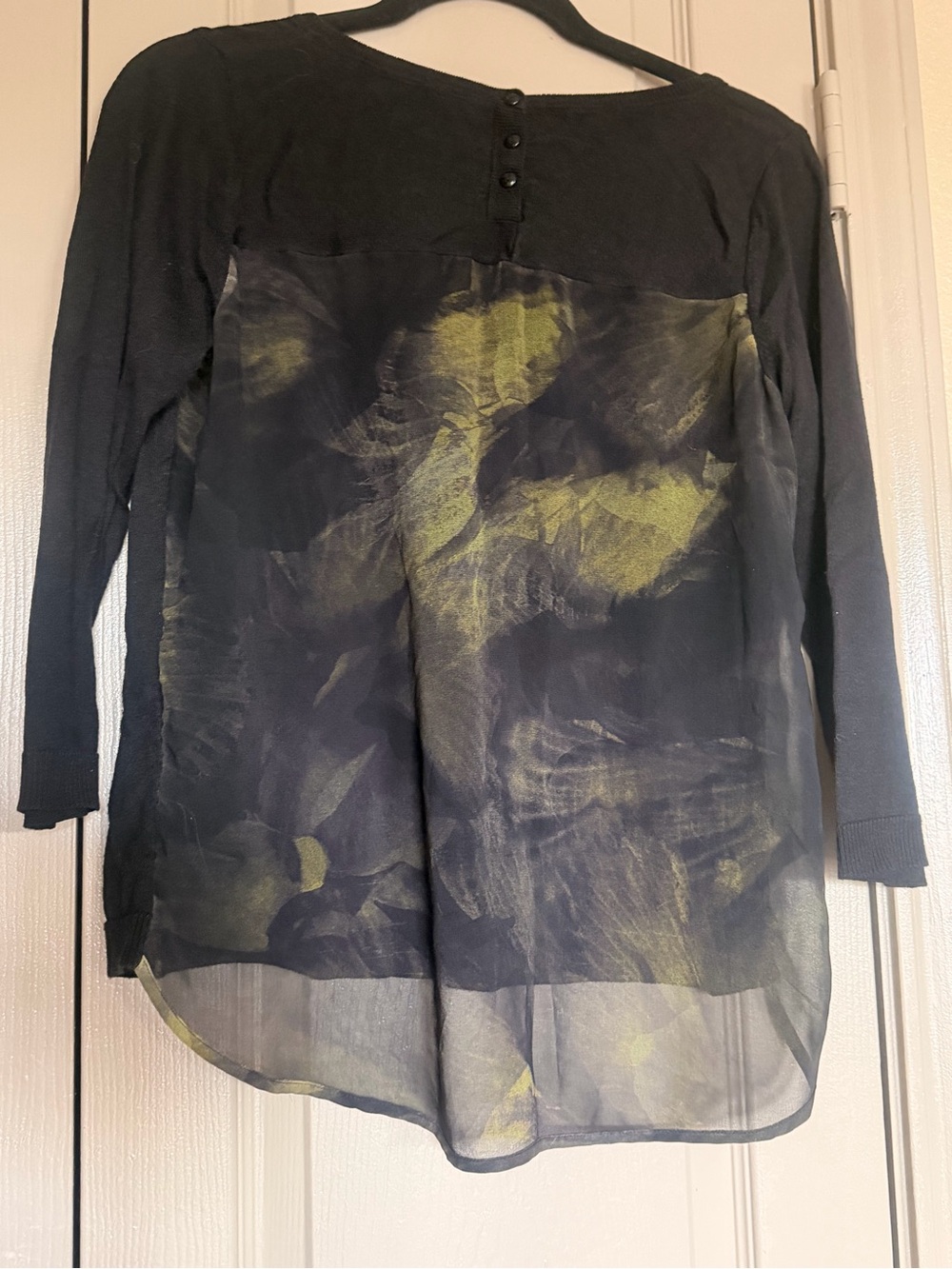 Autograph Black Tunic with Yellow Abstract Sheer Back